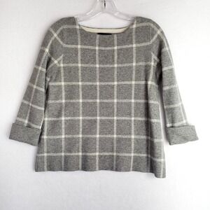 Cynthia Rowley Tunic Womens Small Gray Plaid Checkered Long Sleeve Career Casual